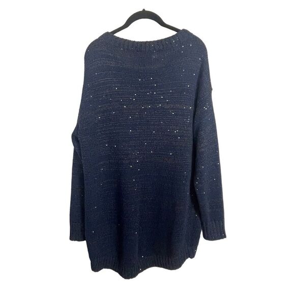 NWT Michael Stars Navy Boat Hi Low Women's Size XS Long‎ Sleeve Sequin Sweater - Picture 4 of 9